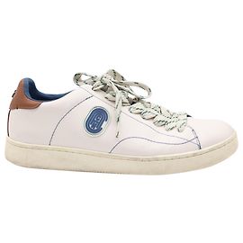 Coach Lace-Up Patch Sneakers in White Leather White