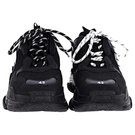 Balenciaga-Balenciaga Triple S Sneakers in Black Polyester-Black