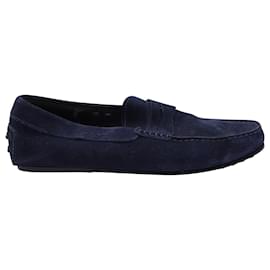 Tod's-Tod's Gommino Driving Shoes in Blue Suede-Blue,Navy blue