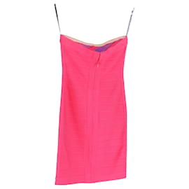 Herve Leger-Herve Leger Bianca Bandage Night Out Dress in Pink Rayon-Other