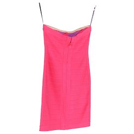Herve Leger Bianca Bandage Night Out Abito in rayon rosa Altro