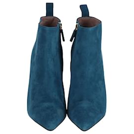 Gucci-Gucci Pointed Ankle Boots in Turquoise Blue Suede-Other