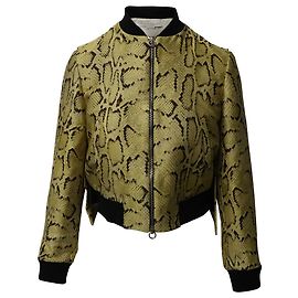 Stella Mc Cartney Stella Mccartney Snakeskin Print Bomber Jacket in Yellow Polyester Other