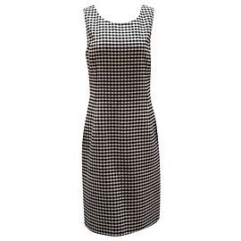 Oscar De La Renta Gingham-Midikleid aus schwarzer Wolle Schwarz