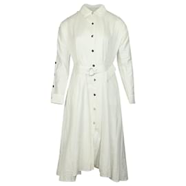 Maje-Maje Dress with Studded Sleeves in White Cotton-White