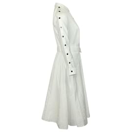 Maje-Maje Dress with Studded Sleeves in White Cotton-White