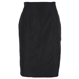 Gonna al ginocchio Yves Saint Laurent in cotone nero Nero