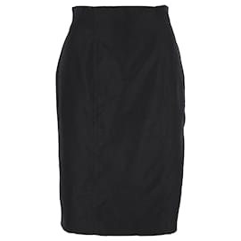Yves Saint Laurent Jupe Longueur Genou en Coton Noir Noir