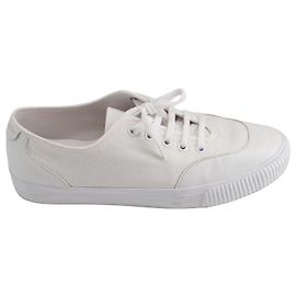 Sneakers Zimmermann bordées de cuir en toile blanche Blanc