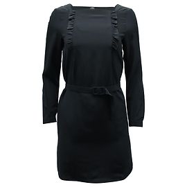 Apc BEIM.P.C Mini-Etuikleid mit Gürtel aus schwarzer Seide Schwarz