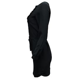 Apc-a.P.C Belted Mini Sheath Dress in Black Silk-Black