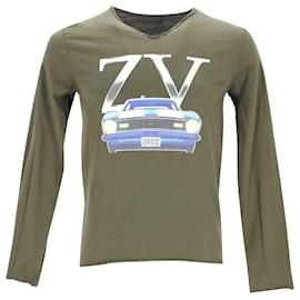 Zadig & Voltaire-Pull Zadig & Voltaire Car Print en Coton Olive-Vert,Vert olive
