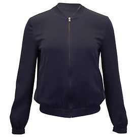 Theory Bomber Jacket in Navy Blue Silk Navy blue