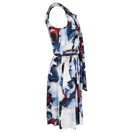 Erdem-Erdem-Kleid aus mehrfarbiger Seide mit plissiertem Blumendruck und Bindekragen-Andere