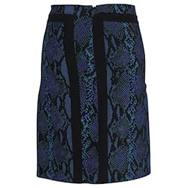 Diane Von Furstenberg-Diane Von Furstenberg Animal Print Pencil Skirt in Blue Acetate-Other