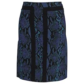 Diane Von Furstenberg-Diane Von Furstenberg Animal Print Pencil Skirt in Blue Acetate-Other