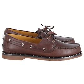 Scarpe da Barca Rockstud Valentino Garavani in Pelle Marrone Marrone