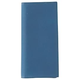 Dior-Dior Men's Long Wallet in Blue Leather-Blue