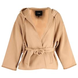 Maje-Maje Gurnas Hooded Stretch Jacket In Camel Wool-Other,Yellow