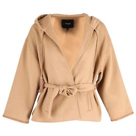 Maje Gurnas Stretchjacke mit Kapuze aus Kamelwolle Andere Gelb