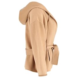 Maje-Maje Gurnas Hooded Stretch Jacket In Camel Wool-Other,Yellow
