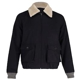 Apc a.P.C. Shearling Bomber Jacket in Black Wool Black
