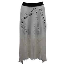 Maje-Maje Pleated Laser Cut Skirt in Ivory Polyester-White,Cream