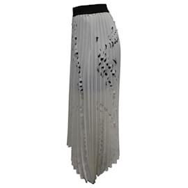 Maje-Maje Pleated Laser Cut Skirt in Ivory Polyester-White,Cream
