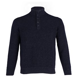 Loro Piana Mock Neck Buttoned Sweater in Navy Cashmere Blue Navy blue