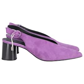 Iris & Ink-Iris &Ink Slingback Block Heel Pumps in Purple Suede-Purple