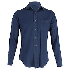 Tom Ford-Tom Ford Pocket Shirt in Navy Blue Cotton-Blue,Navy blue