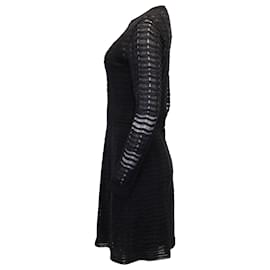 M Missoni-M Missoni Vestido de malha com textura em zigue-zague em algodão preto-Preto