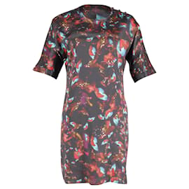 Erdem-Erdem Printed T-Shirt Dress with Shoulder Fastening Detail in Multicolor Silk -Multiple colors