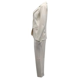 Giorgio Armani-Giorgio Armani Blazer Suit with Trousers in Cream Silk-White,Cream