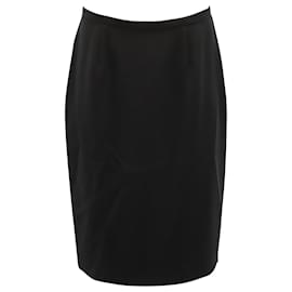 Max Mara-Max Mara Knee-Length Pencil Skirt in Black Triacetate-Black