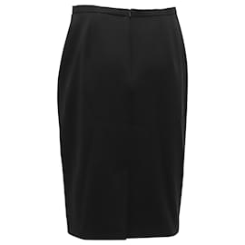 Max Mara-Max Mara Knee-Length Pencil Skirt in Black Triacetate-Black