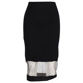 Alexander Mcqueen Feinstrick-Midirock aus schwarzer Wolle Schwarz