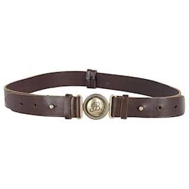 Balenciaga-Cintura con logo Balenciaga in pelle marrone-Marrone