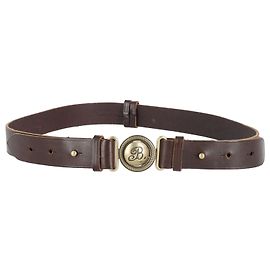 Balenciaga Logo Belt in Brown Leather Brown