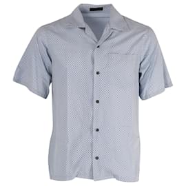 Prada-Camisa esportiva de manga curta estampada Prada em algodão azul claro-Azul,Azul claro