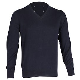 Maison Martin Margiela Maison Margiela Pull à Col V en Coton Bleu Marine Bleu Bleu Marine
