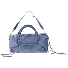 Balenciaga-Balenciaga Twiggy Bag in Blue Arena Lambskin Leather-Blue