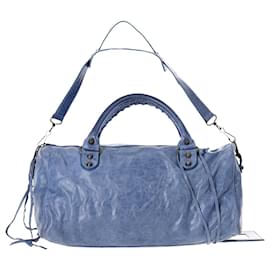 Balenciaga-Balenciaga Twiggy Bag in Blue Arena Lambskin Leather-Blue