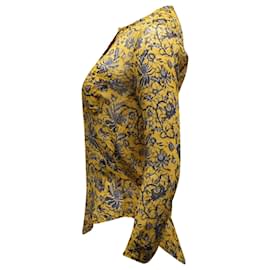 Isabel Marant-Blusa de botão de gola redonda Isabel Marant em seda com estampa amarela-Outro