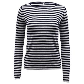 Max Mara Haut Rayé à Manches Longues en Cachemire Imprimé Bleu Marine Autre