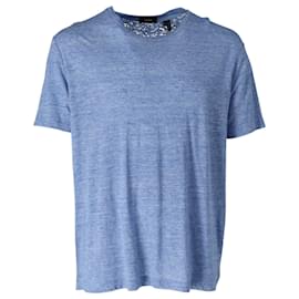 Theory-Camiseta Theory Melange em linho azul-Azul