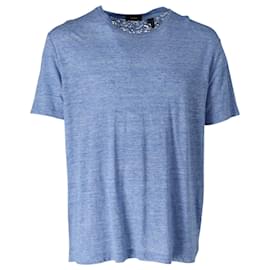 Theory-T-shirt Theory Melange en Lin Bleu-Bleu
