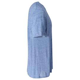 Theory-T-shirt Theory Melange en Lin Bleu-Bleu