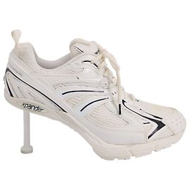Balenciaga X-Pander 80mm Pin Heel Sneakers in White Polyurethane White