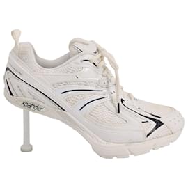 Balenciaga-Balenciaga X-Pander 80mm Pin Heel Sneakers in White Polyurethane-White